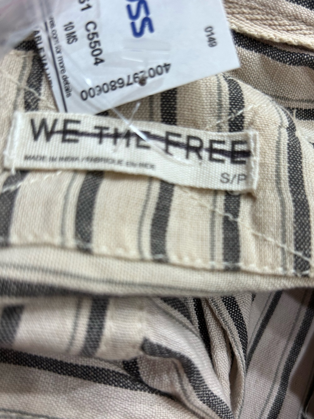 We the Free Free People Christopher linen shirt Tan/Grey Small - Picture 6 of 7